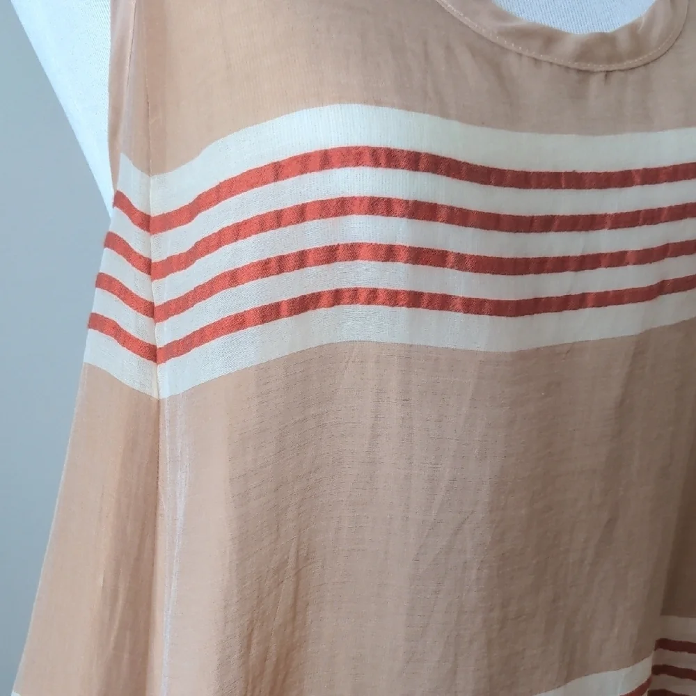 Rag & Bone Racerback Beige and Red Striped Tank Top 6